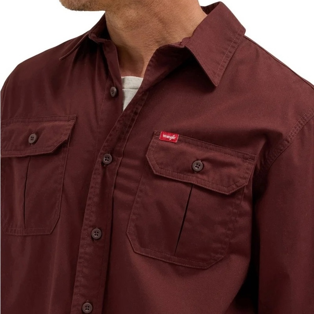 Men's Wrangler Relaxed Fit Stretch Shirt Button Up - Picture 2 of 3